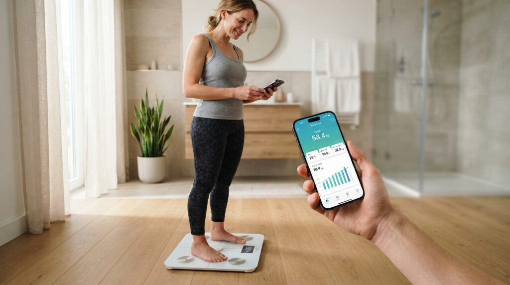 Analyse de la composition corporelle sur une balance connectée