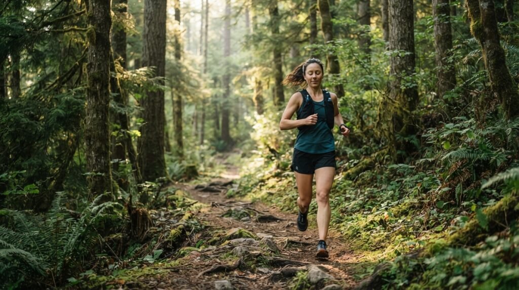 Coureur seul profitant d'un moment de calme pendant une sortie running