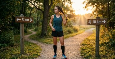 Débutant choisissant sa première course à pied entre un 5 km et un 10 km