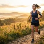Coureur seul sur un chemin au lever du soleil pour rester motivé en course à pied