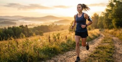 Coureur seul sur un chemin au lever du soleil pour rester motivé en course à pied