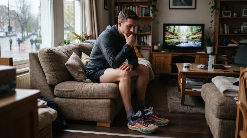 Coureur hésitant avant une sortie running face au manque de motivation