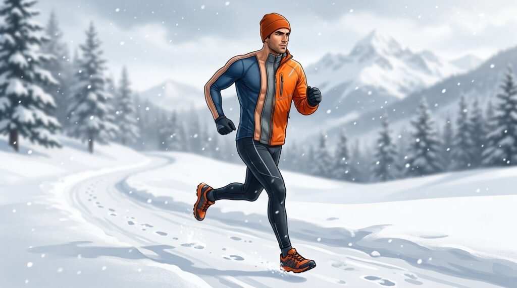 Illustration des trois couches de vêtements pour courir en hiver